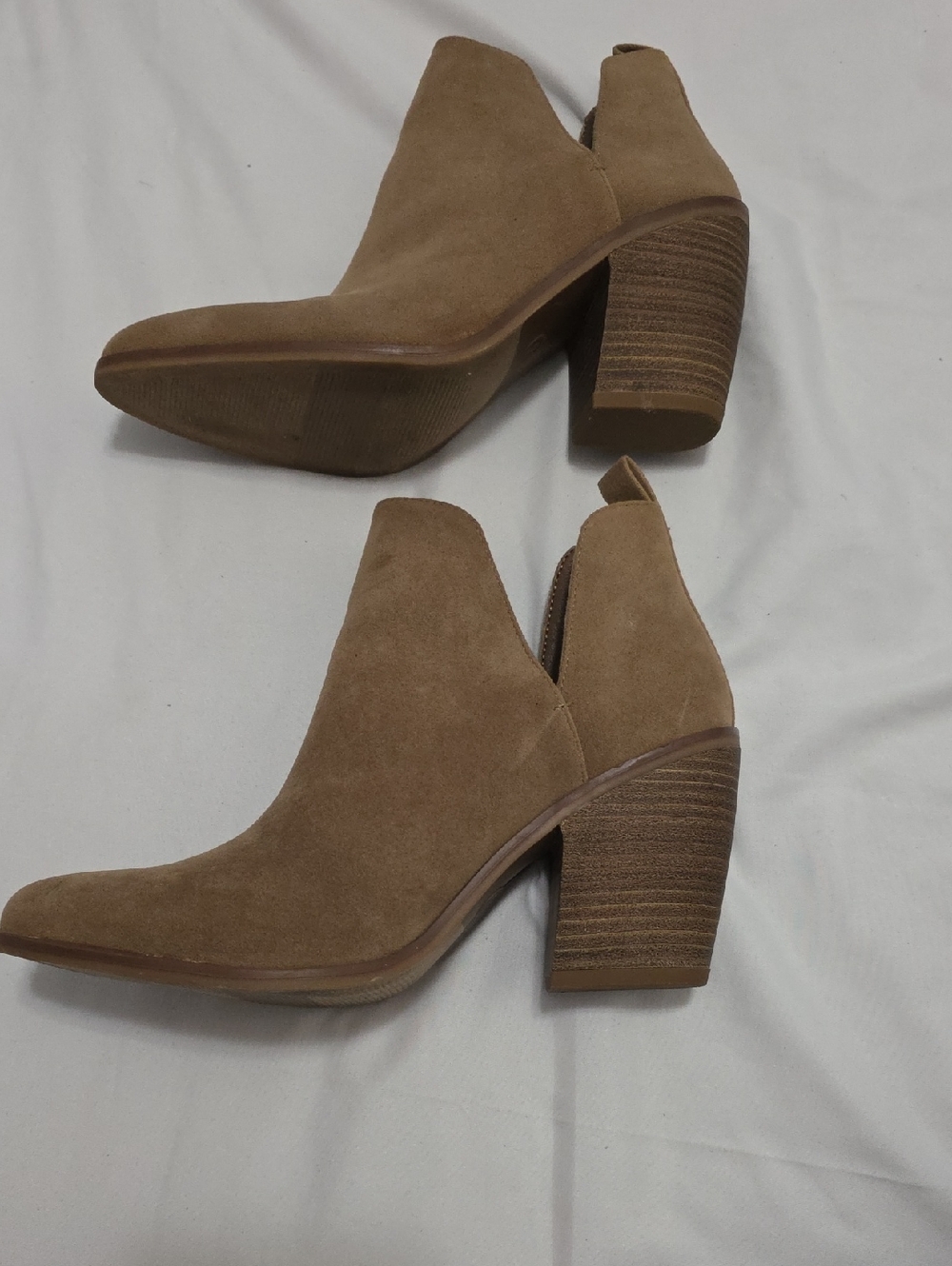 Women's Suede Ankle Booties in Tan - Stylish Block Heel - Picture 2 of 11